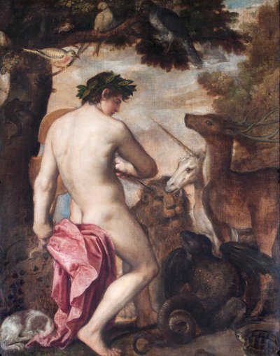 動物を魅了するオルフェウス（キャンバスに油彩） 作： Alessandro (1588–1649) (attr. to) Titian (workshop of) and Padovanino
