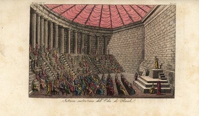 ギリシャ・アテネの「Odeon of Athens」または「Odeon of Pericles」の内部 作： Alessandro (after) Sanquirico
