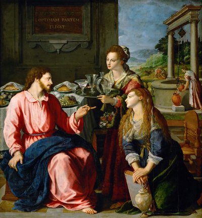 マルタとマリアの家のキリスト 作： Alessandro Allori