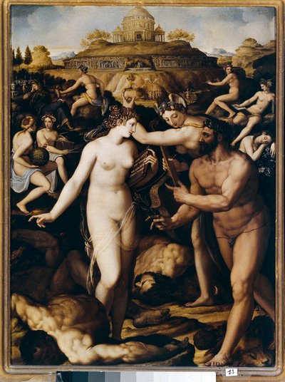 ヘラクレスとミューズ（絵画 作： Alessandro Allori