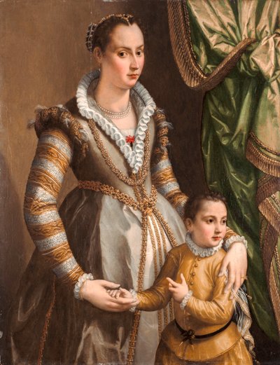 息子と貴婦人の肖像 作： Alessandro Allori