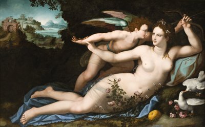 キューピッドを惑わすヴィーナス 作： Alessandro Allori