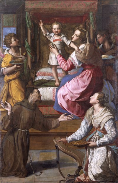 聖母子と聖フランシスコ、聖ルーシー 作： Alessandro Allori