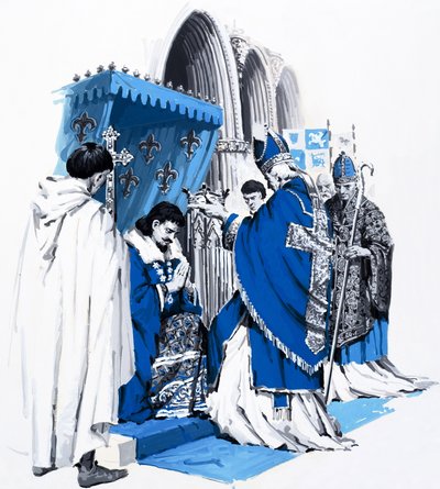 百年戦争、「フランス物語」より（紙にグワッシュ） 作： アレッサンドロ・ビフィナンディ