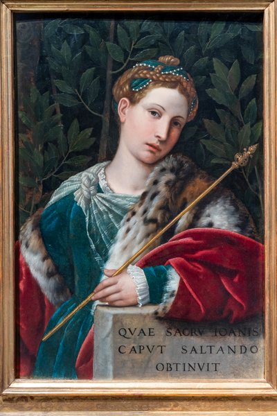 サロメとしての紳士の肖像、1537年頃（パネルに油彩） 作： Alessandro Bonvicino Moretto