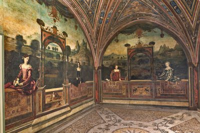貴婦人たちの小部屋（キャンバスに油彩、壁に接着） 作： Alessandro Bonvicino Moretto