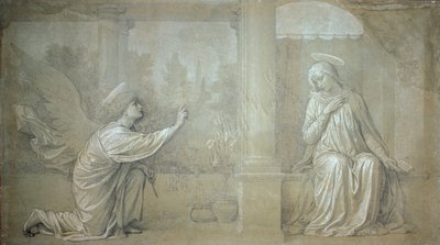 受胎告知、シエナ、ミゼリコルディア墓地のカフェラッフォフレスコ画の準備漫画 作： Alessandro Franchi