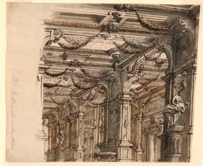 舞台美術：宮殿内部 作： Alessandro Galli Bibiena, 1686 – 1748
