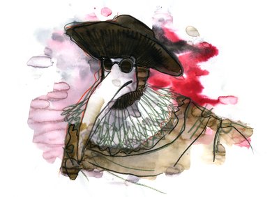 Ruttolääkäri, jolla oli nokkamainen maski, joka oli täytetty aromaattisilla esineillä 作： Alessandro Lonati