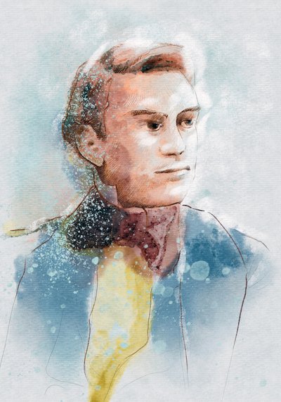 アルフレッド・ノーベル、2023年（イラスト） 作： Alessandro Lonati
