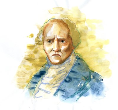 フーリエ、チャールズ（1772-1837）。 英国の哲学者および経済学者 - アレッサンドロ・ロナティによるイラストレーション 作： Alessandro Lonati