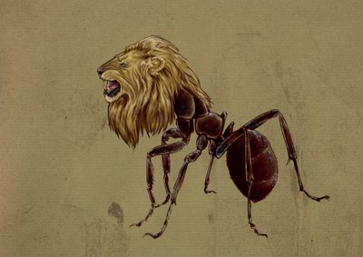 Fantastic monsters and creatures, cryptozoology: representation of a Myrmecoleo, ant with lion head - Drawing by Alessandro Lonati, 2012   1459166   ja       japanese Successfully Translated  Original: The Rhine - Neuwied and Weissenthurm Translat: The Rhi 作： Alessandro Lonati