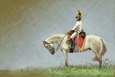 ファーストエンパイア: オーストリア騎兵隊の兵士。 アレッサンドロ・ロナティの絵 作： Alessandro Lonati