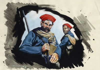 第一次世界大戦 1914-1918: 塹壕にいるフランス軍のアルジェリア兵士 作： Alessandro Lonati