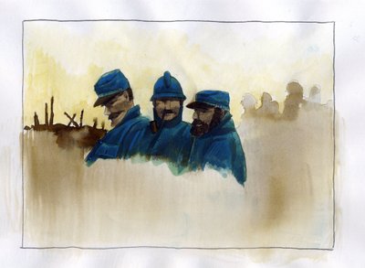 第一次世界大戦: 第一次世界大戦中のフランス兵 アレッサンドロ・ロナティによるカラー画 作： アレッサンドロ・ロナティ