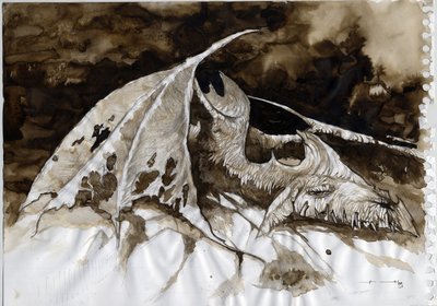Illustration of a fantastic and legendary animal: dead dragon carcass. Colour drawing by Alessandro Lonati.   1458802   ja       japanese Successfully Translated  Original: The grand master Marcantonio Zondadari receives the turkish standars Translat: The  作： Alessandro Lonati