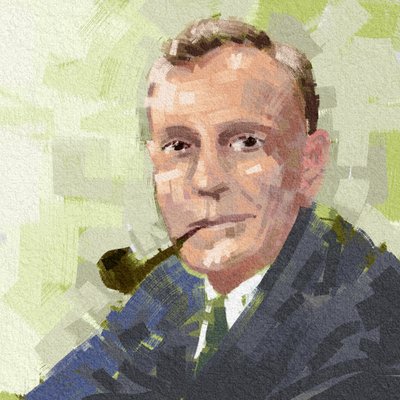 天文学者エドウィン・ハッブルの肖像、2023年（イラスト） 作： Alessandro Lonati