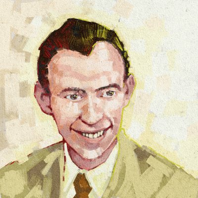生物学者ジェームズ・ワトソンの肖像、2023年（イラスト） 作： Alessandro Lonati