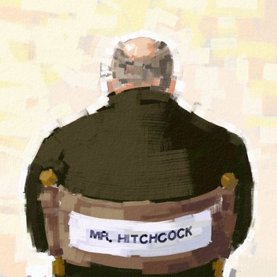 Retrato do diretor Alfred Hitchcock, 2023 (ilustração) 作： アレッサンドロ・ロナティ