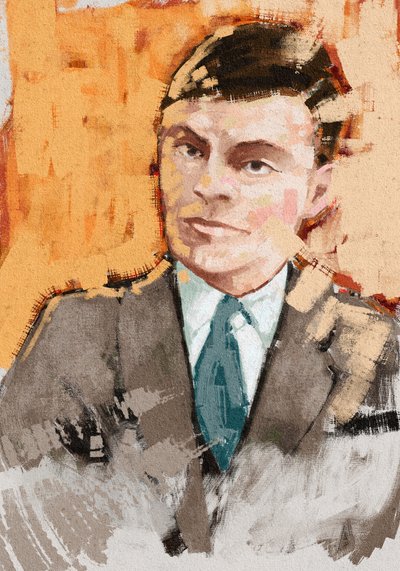 数学者アラン・チューリングの肖像、2023年（イラスト） 作： Alessandro Lonati