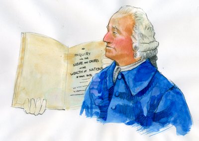 アダム・スミスの肖像 (1723-1780) スコットランドの哲学者および経済学者 (スコットランドの道徳哲学者、政治経済の先駆者アダム・スミスの肖像) 作： アレッサンドロ・ロナティ