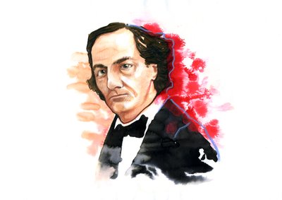 シャルル・ボードレールの肖像 (1821-1867) (フランスの詩人、シャルル・ボードレール) アレッサンドロ・ロナティの素描 作： Alessandro Lonati