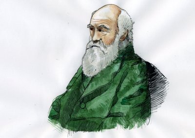 チャールズ ダーウィンの肖像 - イギリスの博物学者チャールズ ダーウィンの肖像 (1809-1882) イラスト 作： Alessandro Lonati