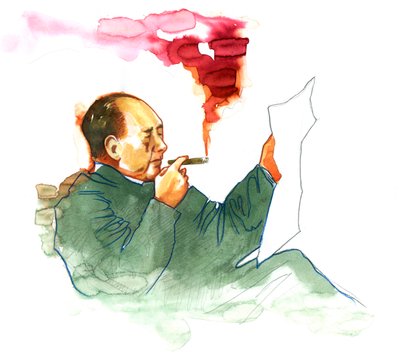 Kiinan kommunistisen vallankumouksellisen ja Kiinan kansantasavallan perustajan Mao Zedongin muotokuva 作： Alessandro Lonati