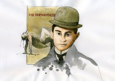 フランツ・カフカの肖像 (1883-1924)、チェコの作家 (作家フランツ・カフカの肖像) 作： Alessandro Lonati