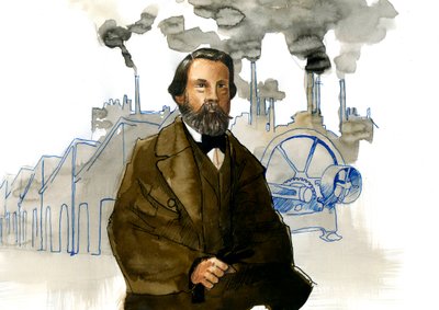フリードリヒ・エンゲルス (1820-1895)、ドイツの社会主義理論家および政治家の肖像 作： Alessandro Lonati