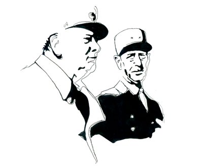 シャルル・ド・ゴール将軍とウィンストン・チャーチルの肖像 作： Alessandro Lonati