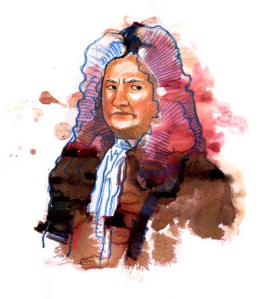 Isaac Newton (1642-1727) の肖像 哲学者、数学者、物理学者、錬金術師、天文学者、神学者 (Isaac Newton 英国の物理学者および数学者の肖像) 作： Alessandro Lonati