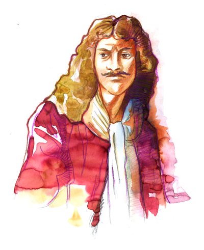 Jean Baptiste Poquelin, dit Moliere (1622-1673) の肖像 (モリエールとして知られる英国の劇作家で俳優の Jean-Baptiste Poquelin の肖像) 作： Alessandro Lonati