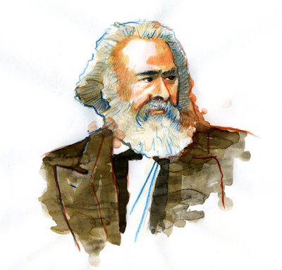 カール・マルクス (1818-1883)、哲学者、政治理論家の肖像 作： Alessandro Lonati