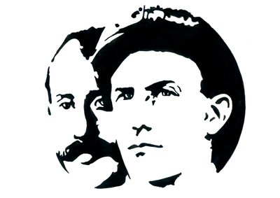 オービル (1871-1948) とウィルバー ライト (1867-1912) の肖像 アメリカの航空の先駆者 (ライト兄弟、オービルとウィルバーのアメリカ人の兄弟、発明家、航空のパイオニア) 作： Alessandro Lonati