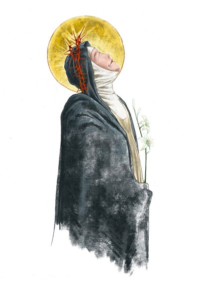 シエナの聖カタリナの肖像（素描） 作： Alessandro Lonati