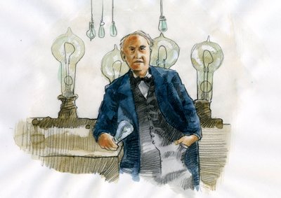 トーマス・エジソンの肖像 (1847-1931) アメリカの科学的および産業的発明者 (トーマス・エジソンの肖像 アメリカの発明家および実業家) 作： Alessandro Lonati