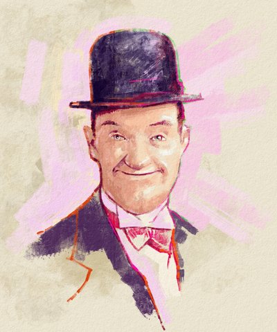 コメディアンのスタン・ローレルの肖像 (イラスト) 作： Alessandro Lonati