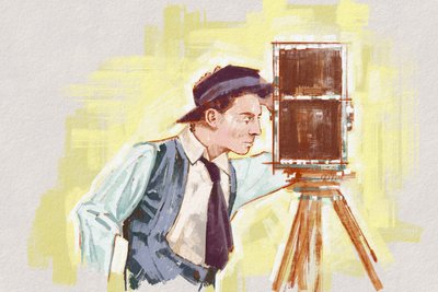 監督兼俳優のバスター・キートンの肖像（イラスト） 作： Alessandro Lonati