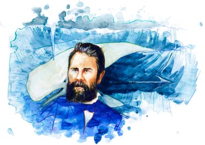 Portrait of the American Writer Herman Melville (1819-1891) (アメリカの小説家ハーマン・メルヴィルの肖像) 作： Alessandro Lonati