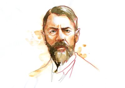 ドイツの社会学者マックス ウェーバー (1864 - 1920) の肖像 (マックス ウェーバー ドイツの社会学者、哲学者、法学者、政治経済学者) 作： Alessandro Lonati