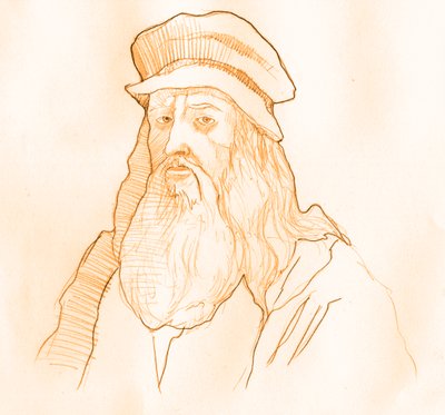 Muotokuva italialaisesta taiteilijasta ja tiedemiehestä Leonard de Vinci (Leonardo da Vinci) (1452-1519) (Italialaisen polymaatin Leonardo da Vincin muotokuva) 作： Alessandro Lonati