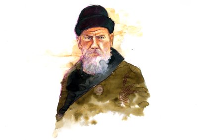 ロシアの作家レフ・ニコラエヴィッチ（レオまたはレオン・トルストイ）（トルストイ）の肖像（1828-1910）（作者レフ・N・トルストイの肖像） 作： Alessandro Lonati