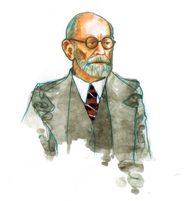 神経科医で精神科医のジークムント・フロイト (1856-1939) の肖像 作： Alessandro Lonati
