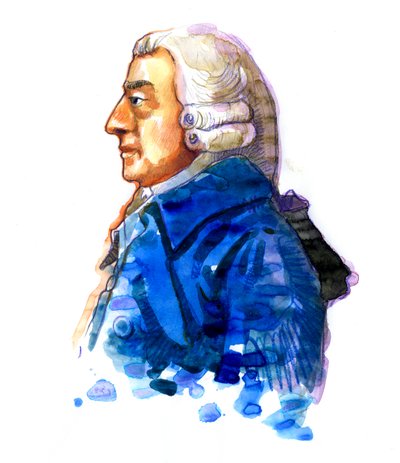 Retrato do filósofo e economista Adam Smith (1723-1790) Desenho 作： Alessandro Lonati