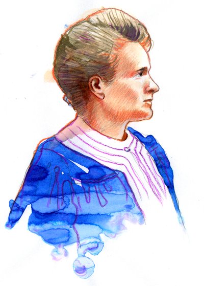 物理学者キュリー夫人の肖像 (キュリー夫人 (1867-1934)、ポーランド生まれのフランス人物理学者) 作： Alessandro Lonati