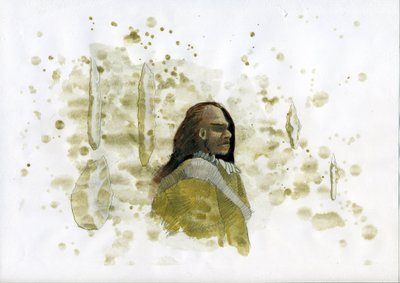 先史時代: フリント道具を持ったネアンデルタール人イラスト: Alessandro Lonati 作： Alessandro Lonati