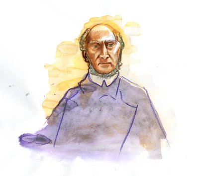 ヴィクトル・シェルシェール (1804-1893) フランスの政治家、フラン・マコンは、フランスで奴隷制の決定的な廃止の宣言を主導したことで知られています (フランスの奴隷制度廃止論者作家ヴィクトル・シェルシェールの肖像画) イラスト: アレッサンドロ・ロナティ 作： Alessandro Lonati