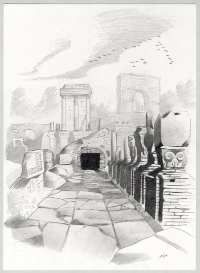 ローマのローマ時代の遺跡、フォーラム (foro romano) アレッサンドロ・ロナティ作。 作： Alessandro Lonati