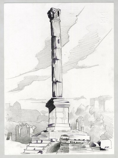ローマのローマ時代の遺跡、フォーラム (foro romano) アレッサンドロ・ロナティ作。 作： Alessandro Lonati